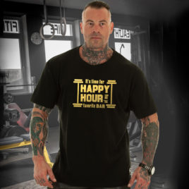 HAPPY HOUR T-shirt, gold print