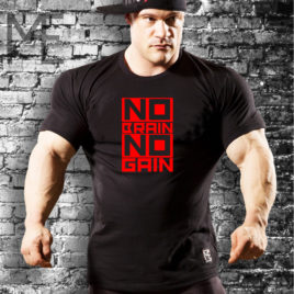 NO BRAIN NO GAIN T-shirt, black