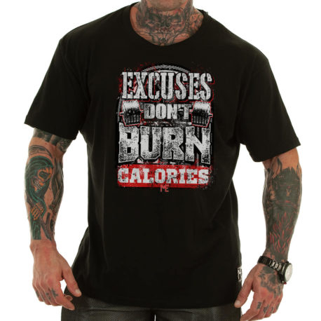EXCUSES DONT BURN CALORIES M4E motivational t-shirt black