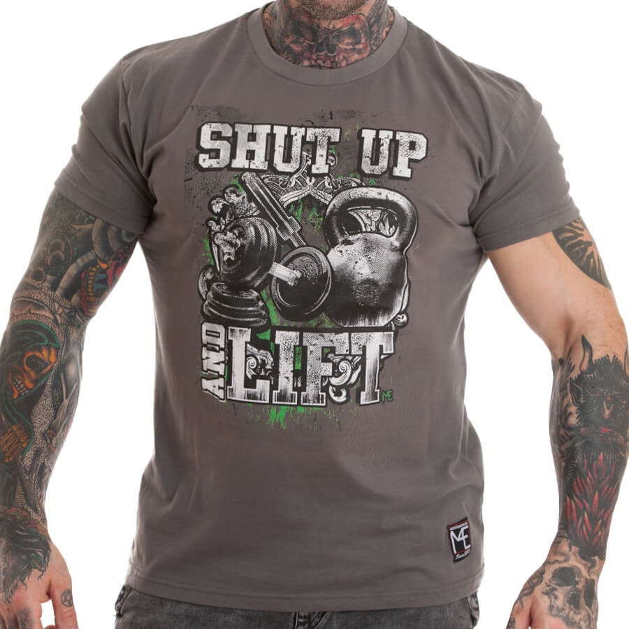 SHUT UP AND LIFT T-shirt, grey – Motivated4ever.com