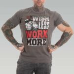 M4E WISH LESS WORK MORE T-shirt, grey