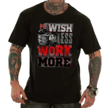 WISH LESS WORK MORE T-shirt, black