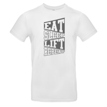 T-shirt EAT, SLEEP, LIFT, REPEAT, white