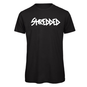 Black T-shirt SHREDDED, white