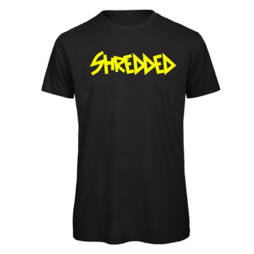Black T-shirt SHREDDED, fluo yellow