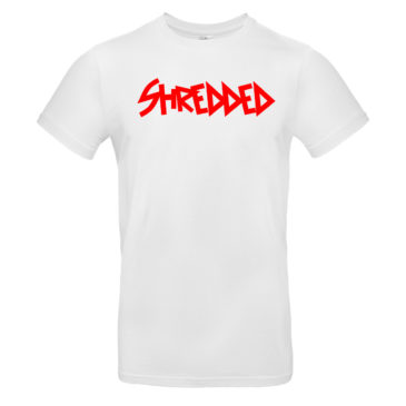 White T-shirt SHREDDED, red