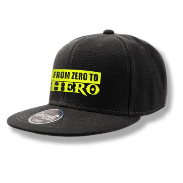 Snapback cappellino nero FROM ZERO TO HERO, neon giallo