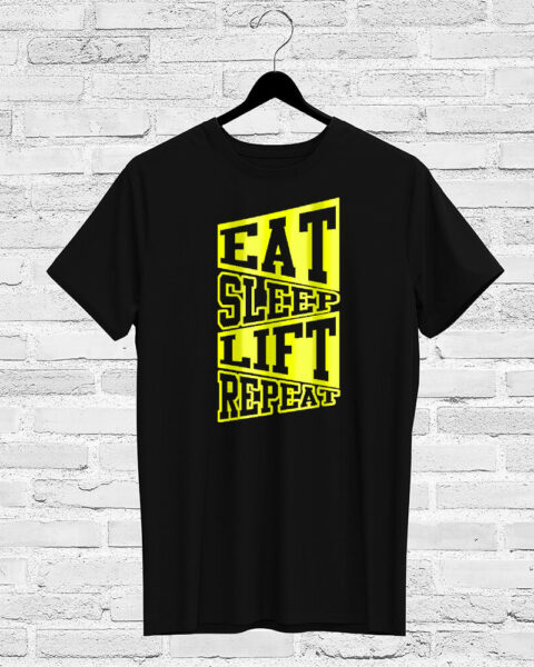 T-shirt EAT, SLEEP, LIFT, REPEAT, black